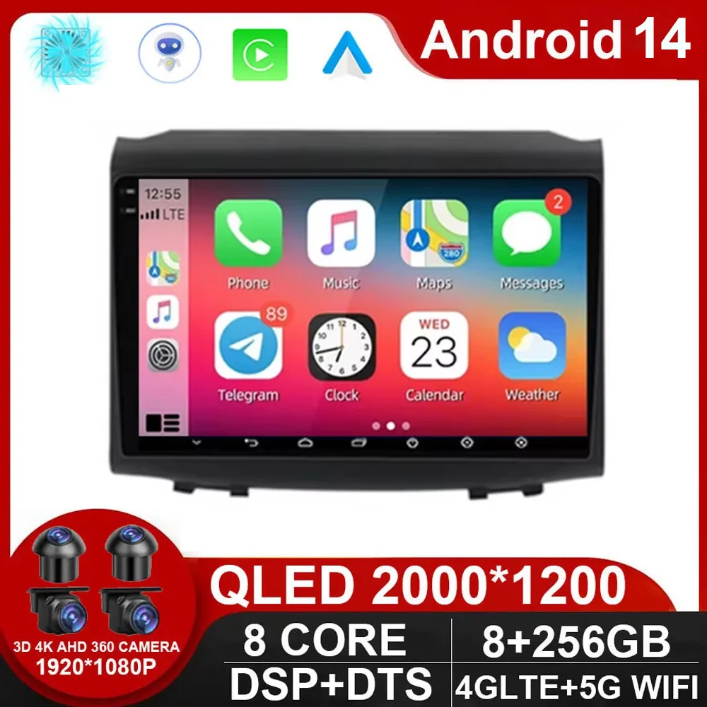 Android 14 Carplay For JAC Refine S3 2019 Car Radio Multimedia Video Player GPS Navigation BT Car Stereo Audio Recorder DVD 2din