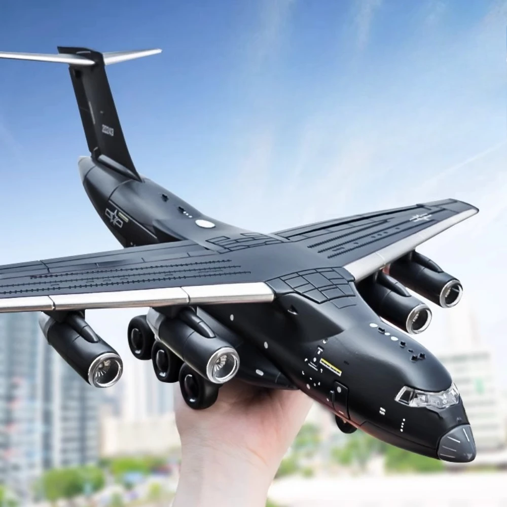 1:180 Y-20 modelo de avión de transporte coche de juguete música luz tirar hacia atrás avión de combate resistente a caídas modelos militares adornos regalo para niño