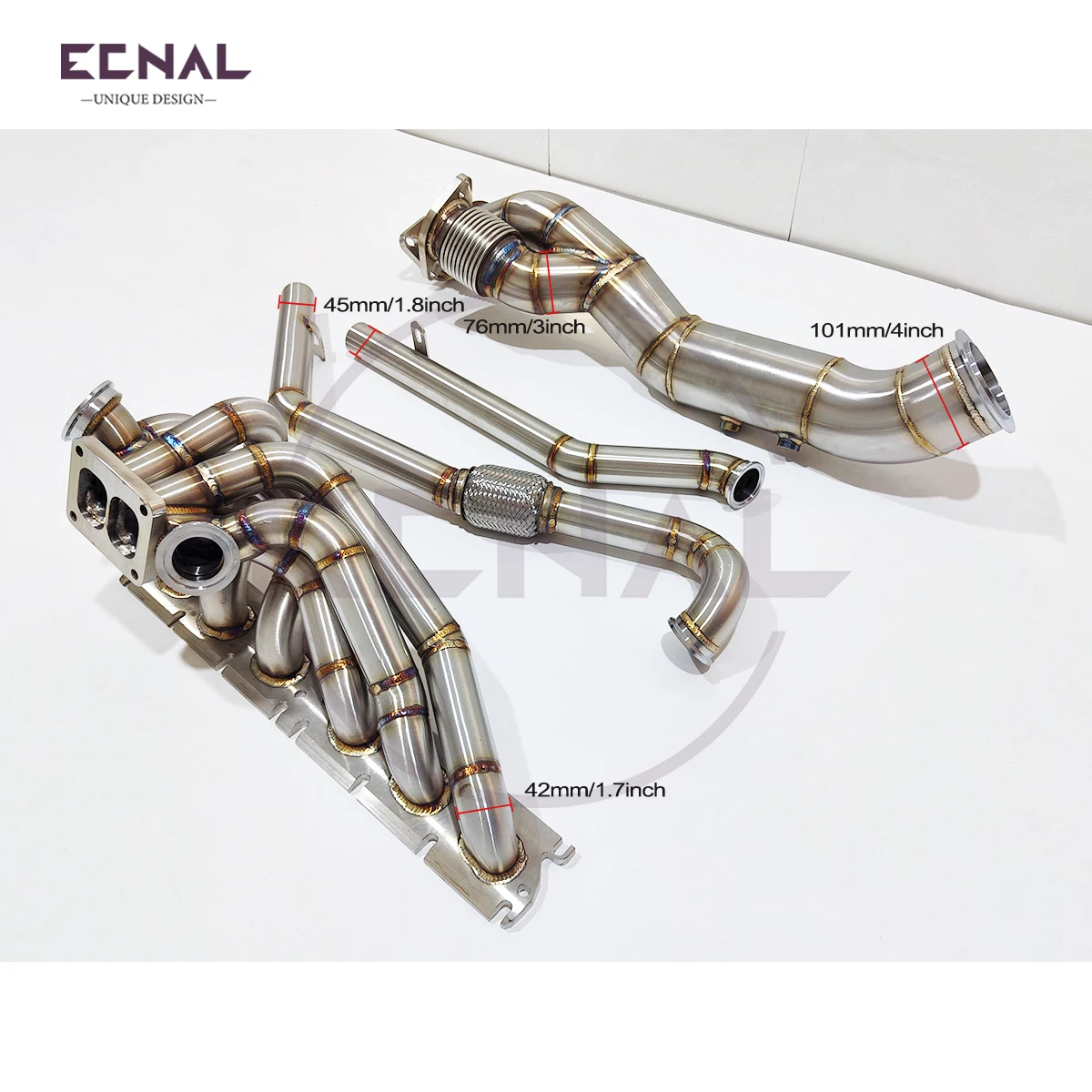 Ecnal Exhaust Pipe for BMW S58 G80 M3 G82 M4 G87 M2 Single Turbine Manifold Kit Connected to Garrett PTE, T4 Casing