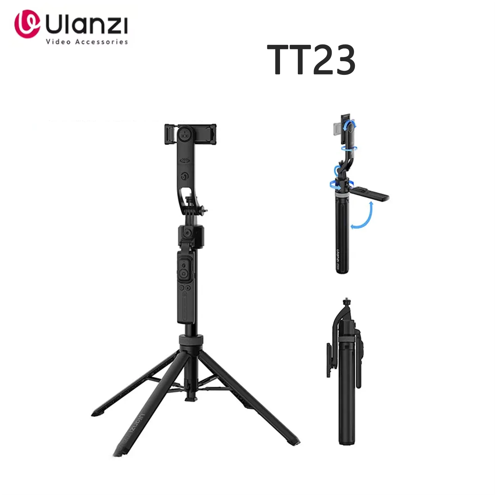 

Оригинальный штатив Ulanzi TT23, складной из алюминиевого сплава для камеры смартфона Gopro, Bluetooth, пульт дистанционного управления, легкий вес 360° ° Автоматическое отслеживание