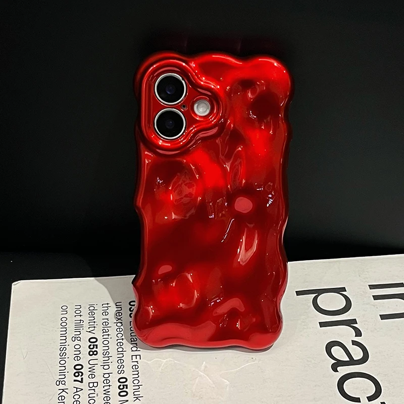 Modische rote Wellen-Wasserwellen-TPU-Handyhülle für iPhone Air 11 12 13 14 16 17 18 Pro Max 15 Plus, stoßfeste Silikon-Rückseite – Detail 10