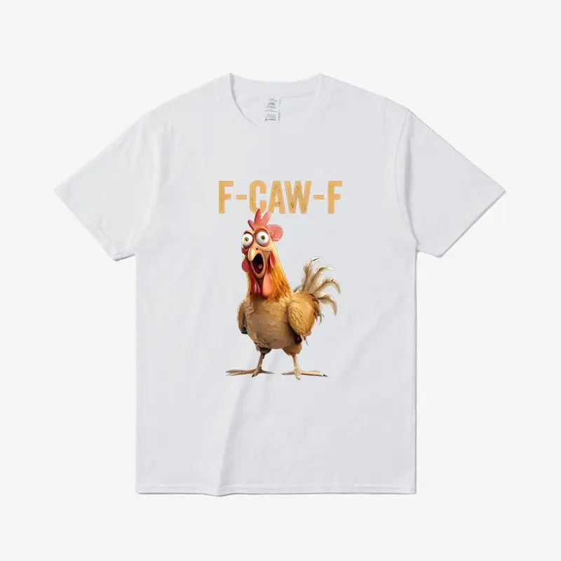 

F-caw-F Забавная футболка с курицей, мужская и женская одежда, трендовая модная студенческая одежда с короткими рукавами, повседневная свободная хлопковая основа