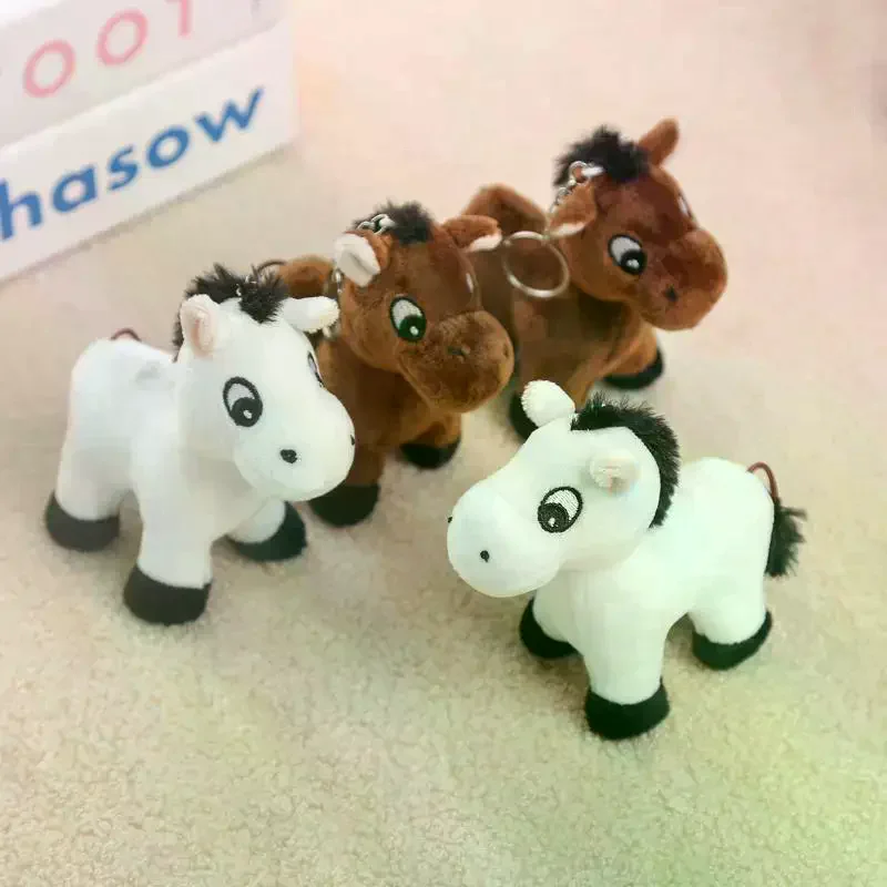 1 pçs dos desenhos animados pônei pingente de pelúcia animal cavalo brinquedo chaveiro mochila ornamentos pendurado decoração