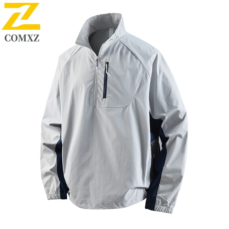 

COMXZ мужская куртка с полуцепочкой, 2025 цветов, контрастная уличная ветрозащитная водонепроницаемая куртка с воротником-стойкой, пальто для кемпинга и пешего туризма