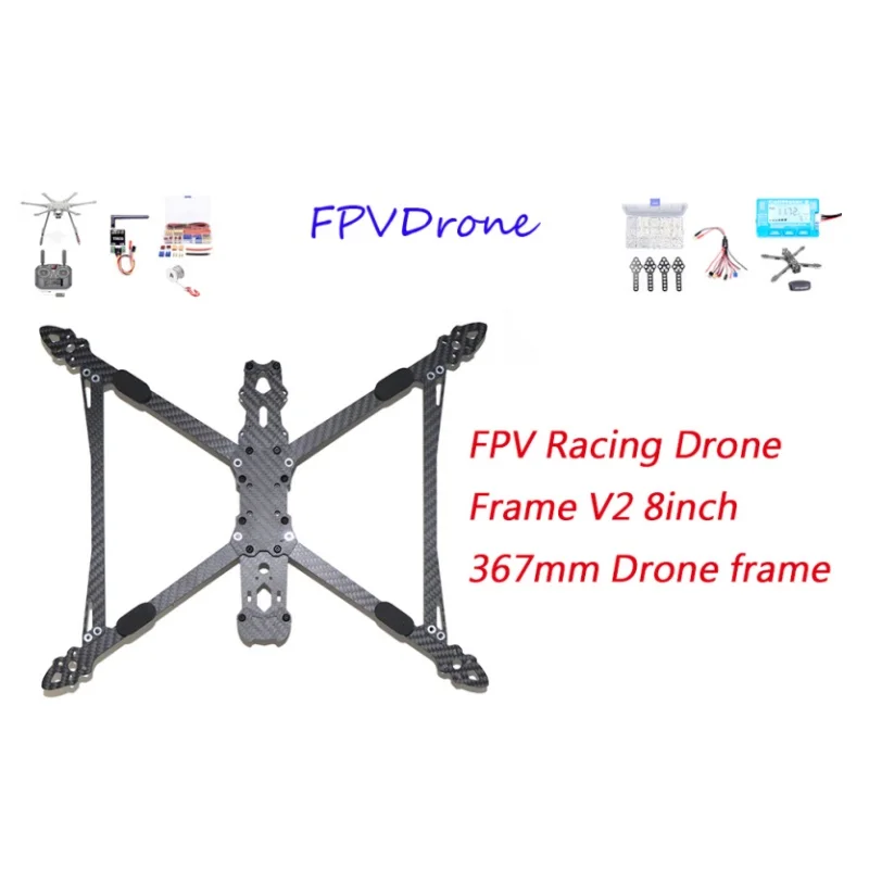 MARK 4 3K 8 Inch Carbon Fiber FPV Racing Frame Kit - 8'' Lightweight Drone 6mm Crash-Resistant Arms DJI O3/Walksnail HD Fit (V2)