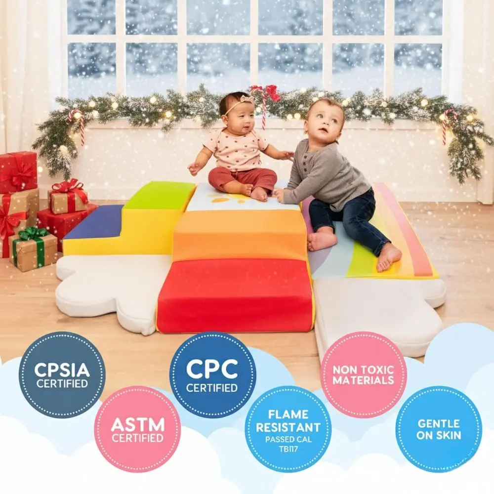 Set di blocchi di schiuma sicuri e coinvolgenti per i più piccoli - Gioco morbido da 6 pezzi per lo sviluppo motoristico, strisciante e riconoscimento dei colori - Clea