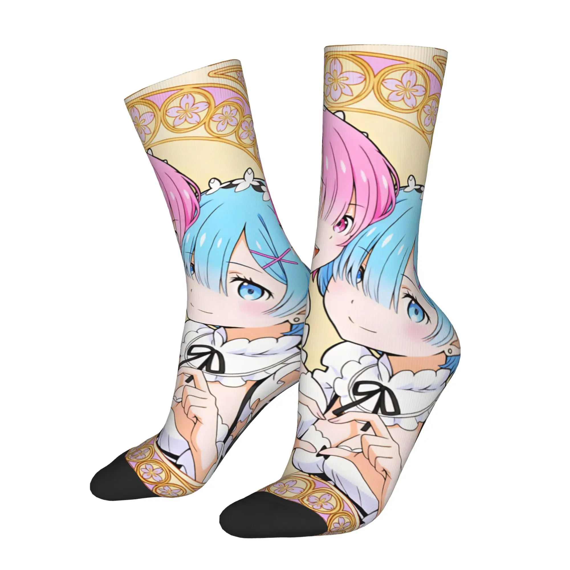 Kawaii Print Rem Emilia R-Re:ZERO Anime Socks for Stretchy Summer Autumn Winter Starting Life in Anothers Worlds Crew Socks