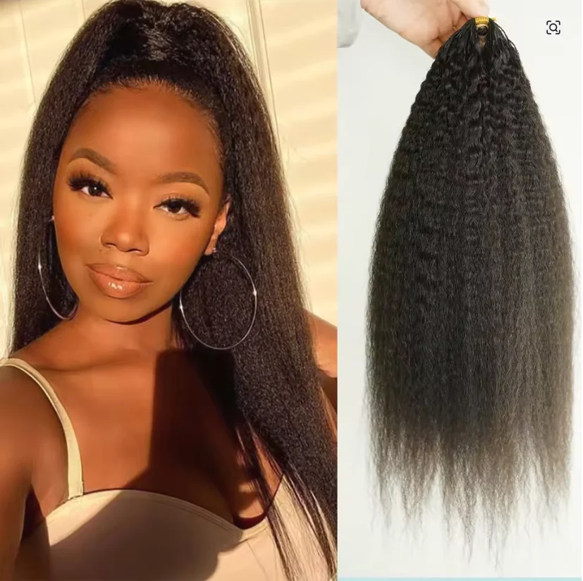 

Афро-прямые волосы для наращивания без узлов, предварительно разделенные, для крючкового плетения, 100% натуральные человеческие волосы, без клея