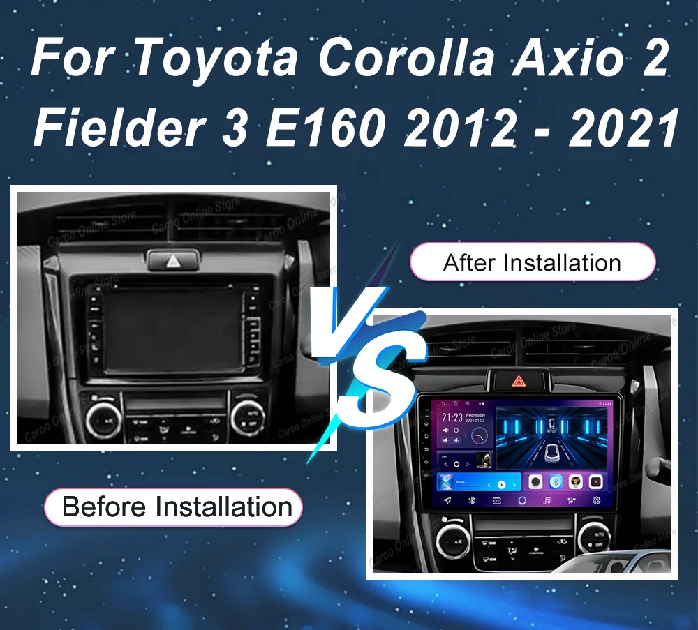 Android 16 Car Radio Stereo For Toyota Corolla Axio 2 Fielder 3 E160 2012 -2021 Auto GPS Navigation Player Multimedia Carplay 4G