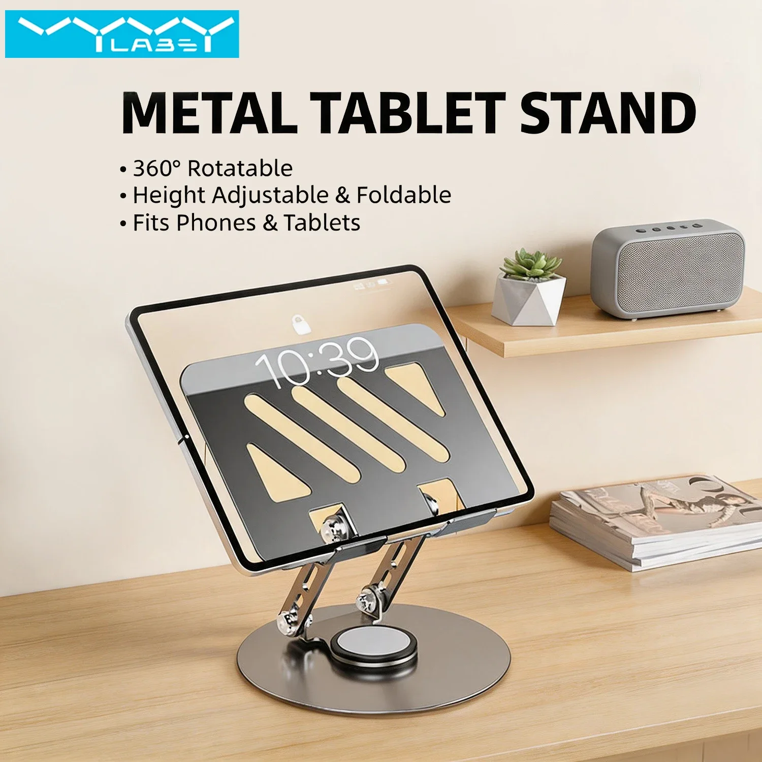 

Vyvylabs 360° Rotatable Holder Tablet Portable Metal Desktop Stand For iPad Pro/Air/Min Xiaomi HuaWei Tablet Phone Bracket