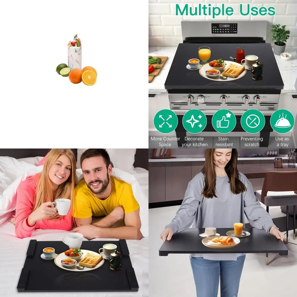 

Кухонная декоративная крышка для дровяной печи — сервировочный поднос для электрических плит, раковины и кухонного использования, черный (29,92x22,05)