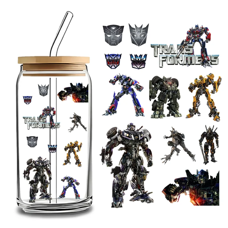 Trendy Autobot UV Transfer Sticker Scratch Resistant For 16oz Libbey Cups Multipurpose Cover-up Decor Cup Tablet