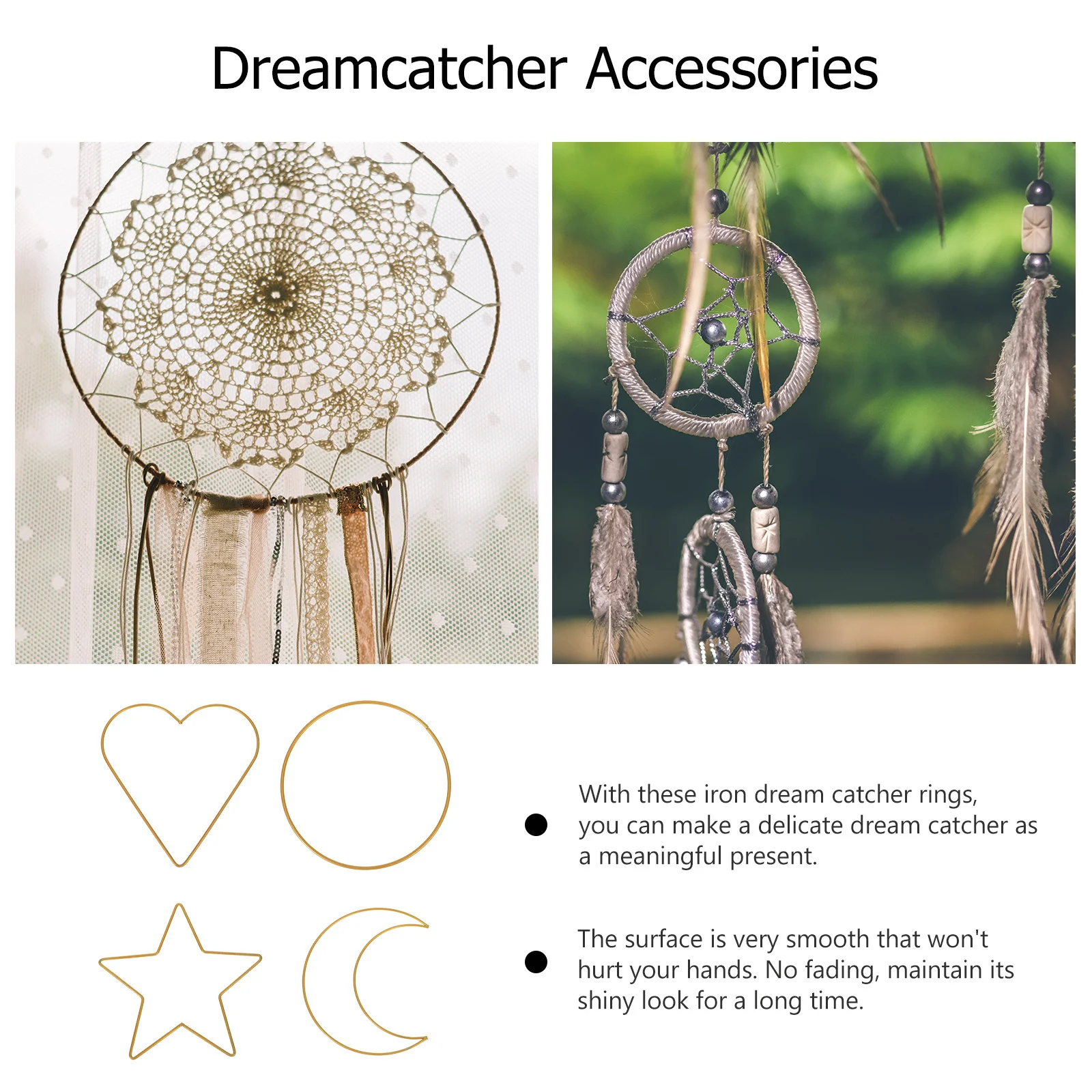 

4Pcs Golden Metal Dream Catcher Rings for DIY Crafts Decor Smooth Surface Long Lasting Shine Christmas Ornaments