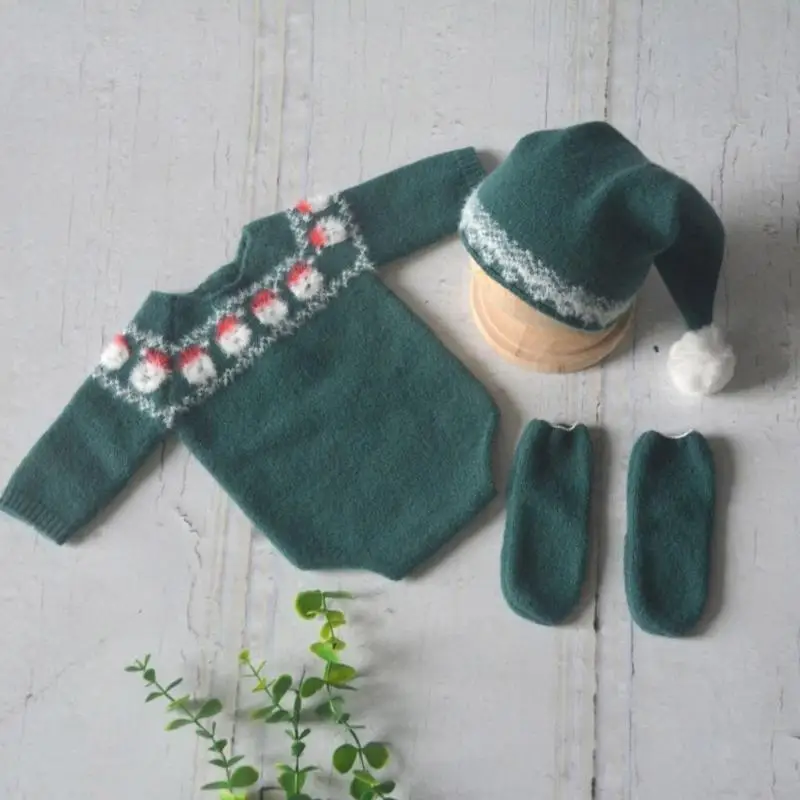 

Baby Romper Hat Socks set Unique Design Newborn Baby Knitted Photo Attire