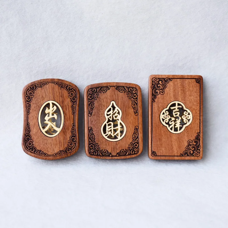 

High-End Red Hua Li Wood Copper Inlay Carved Keychain DIY Accories Vintage Sle Home Decor Premium Quali Luy Charm