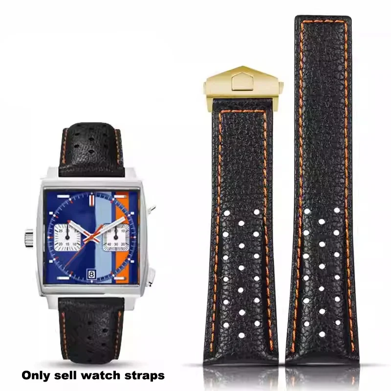 Watch Accessories 22mm For TAG Heuer Strap MONACO CARRERA Wrist Band Frosted Calfskin Quality Leather Watchband Bracelet