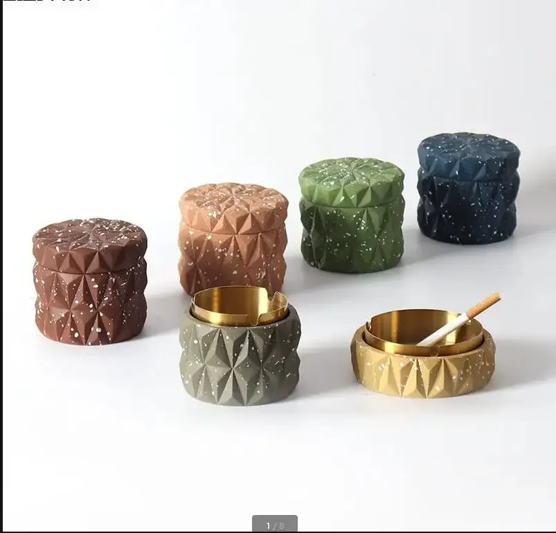 

Легкая роскошная цементная пепельница, офисная пепельница для сигар, ветрозащитная с крышкой, украшение для дома, гостиной, рабочего стола, аксессуары для курения