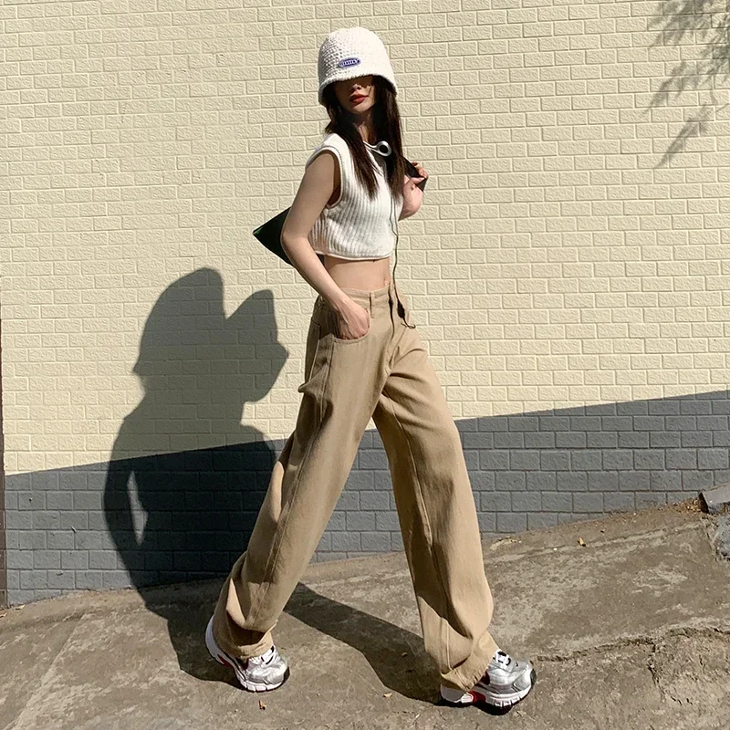 ZOENOVA Streetwear Cargo Pants Women Y2K High Waist Flap Wide Leg Trousers Loose Straight Pants 2022 Fashion Vintage Casual Jean