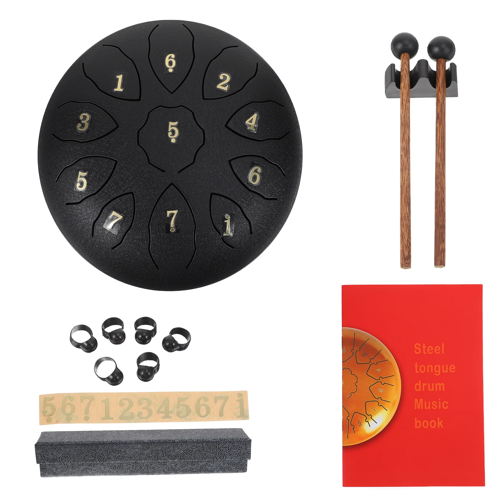 

1Set Carbon Steel Tongue Drum Hand Percussion Instrument Ethereal Drum Portable Meditation Accessory Convenient Finger Cots