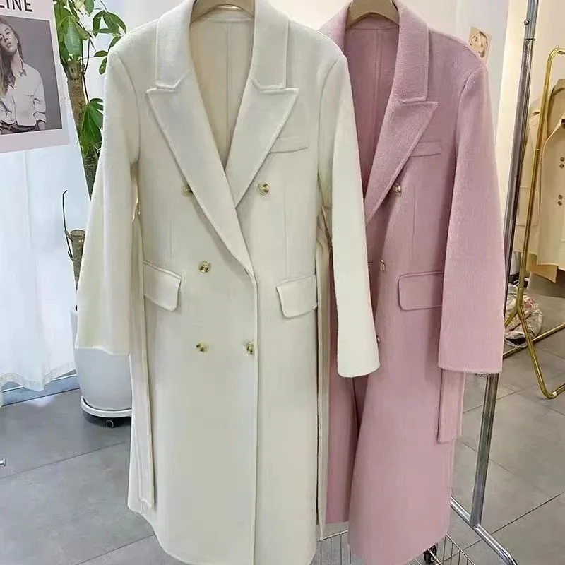 Wool Fashion Double-sided Woolen Coat For Women Slim Fit Mid-length New Autumn Winter Double Button Collection Stylish