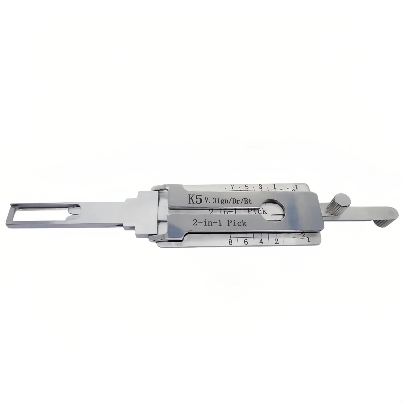 Lishi Style Locksmith Tool K5v.3 Ign/Dr/Bt 2-in-1 Lock Pick & Decoder Internal Milling for K2/K3/K5/2017 Reina Models