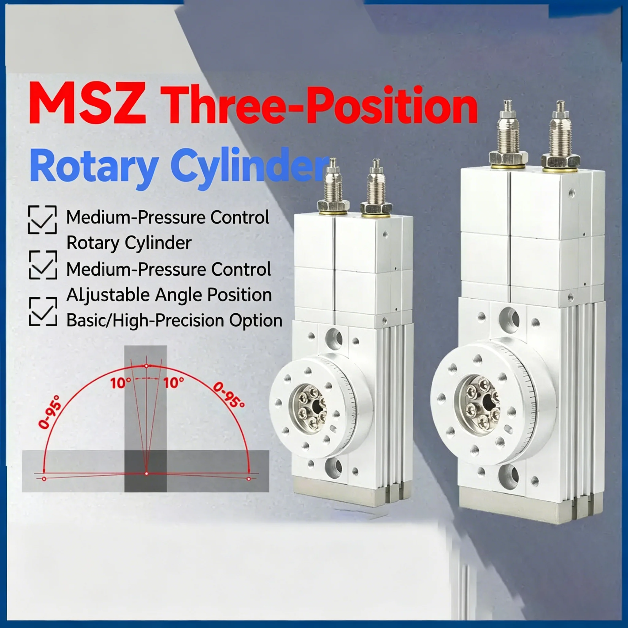 Precision Three Position Adjustable Rotary Swing Pneumatic Cylinders MSZA-10-20-30-50A MSZB High