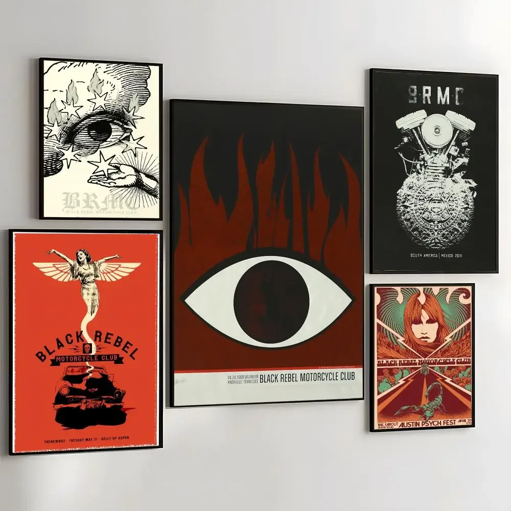 B-Black R-Rebel Motorcycle Club Painting Calligraphy Self Adhesive Wall Art Waterproof Print For Bedroom Hallway Home Decor