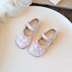 Sweet Children Princess Shoes Sequins Causal Little Girl Leather Shoes for Wedding Party Fashion Kids Causal Flat Shoes Elegant