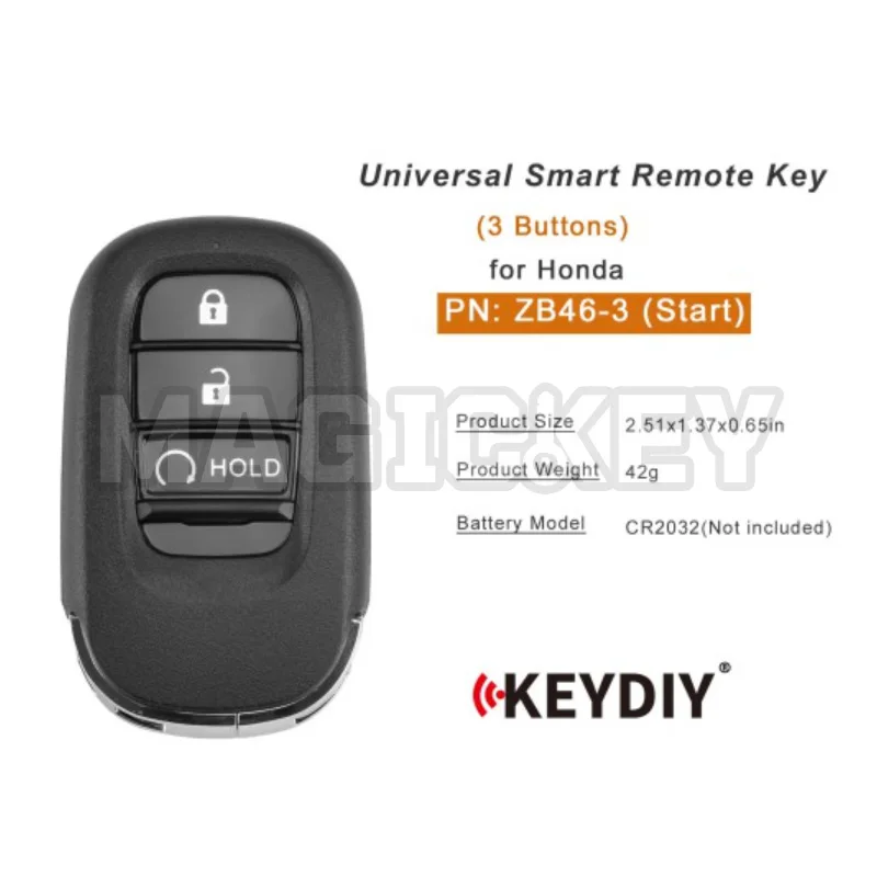 KEYDIY KD ZB46-3 (Start) Universal Smart Remote Key 3 Buttons Compatible with Honda Type