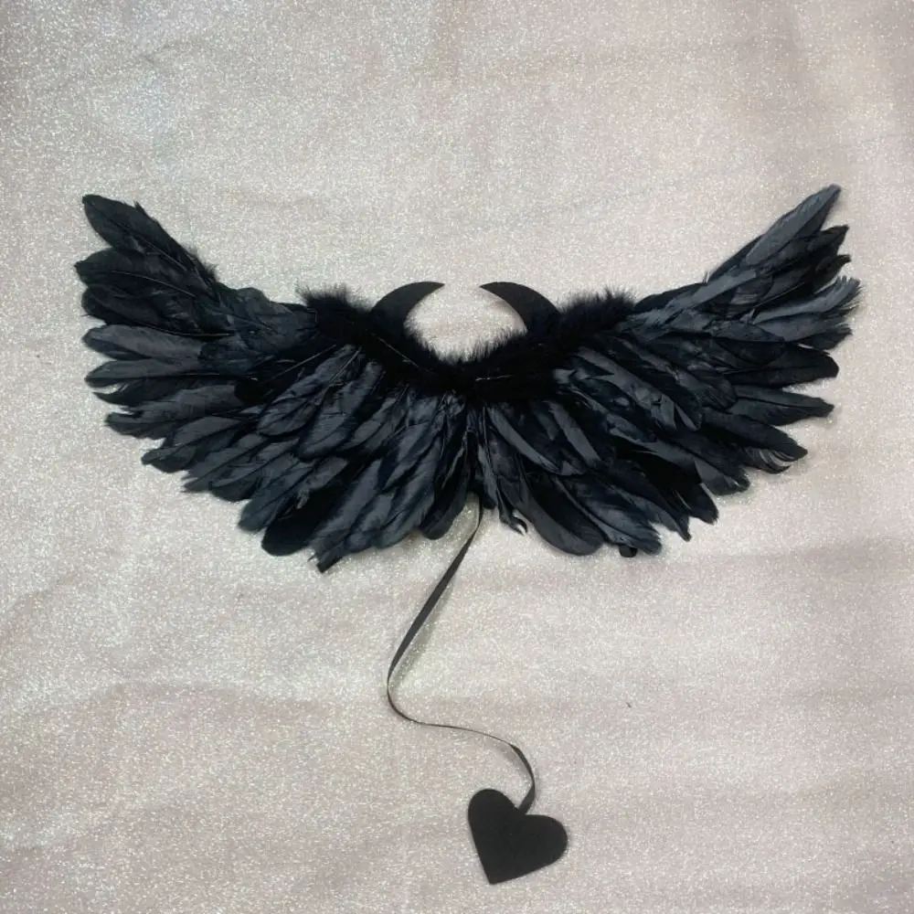 Accesorios elegantes para Cosplay, ala de plumas de Ángel, cola de amor, cuerno malvado, ala de plumas de diablo, accesorios para fotos de Halloween para hombres