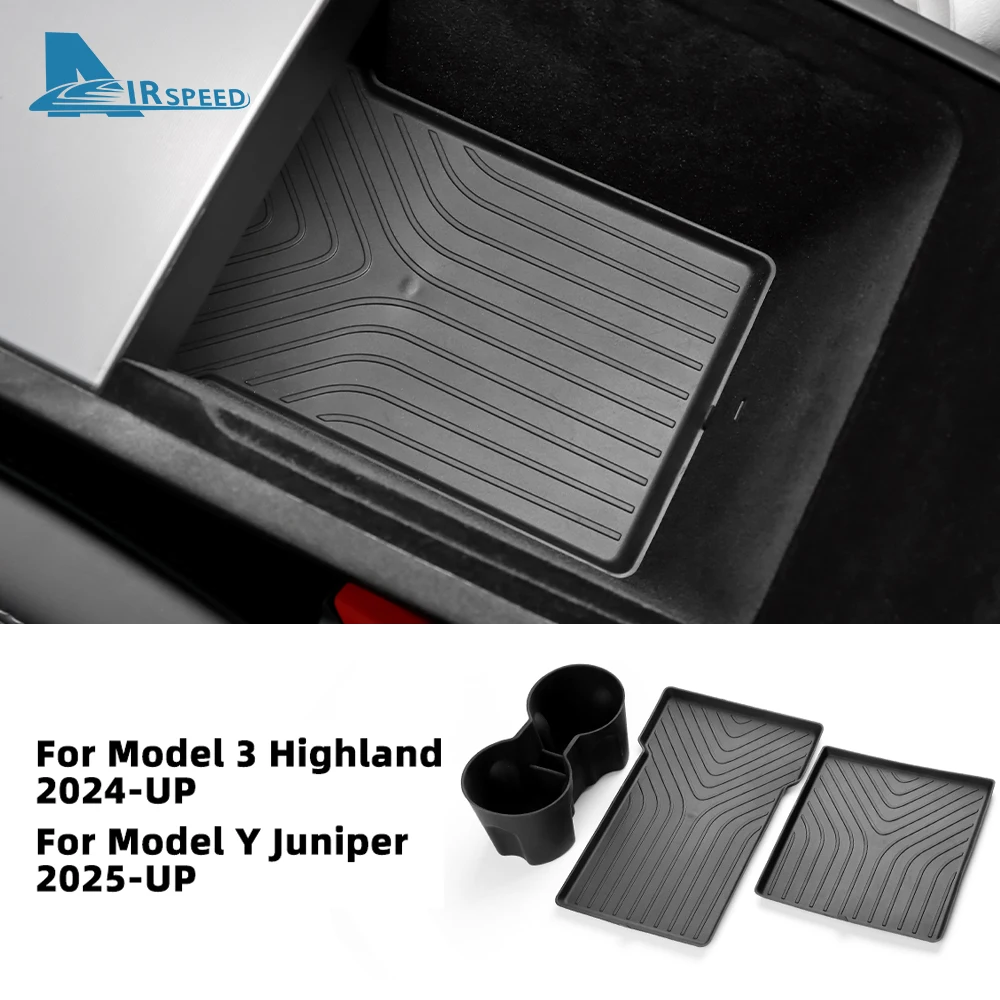 

Car Armrest Storage Box For Tesla Model 3 Highland 2024 ABS Center Console Organizer Tray Accessories Auto Parts Car Modificatio