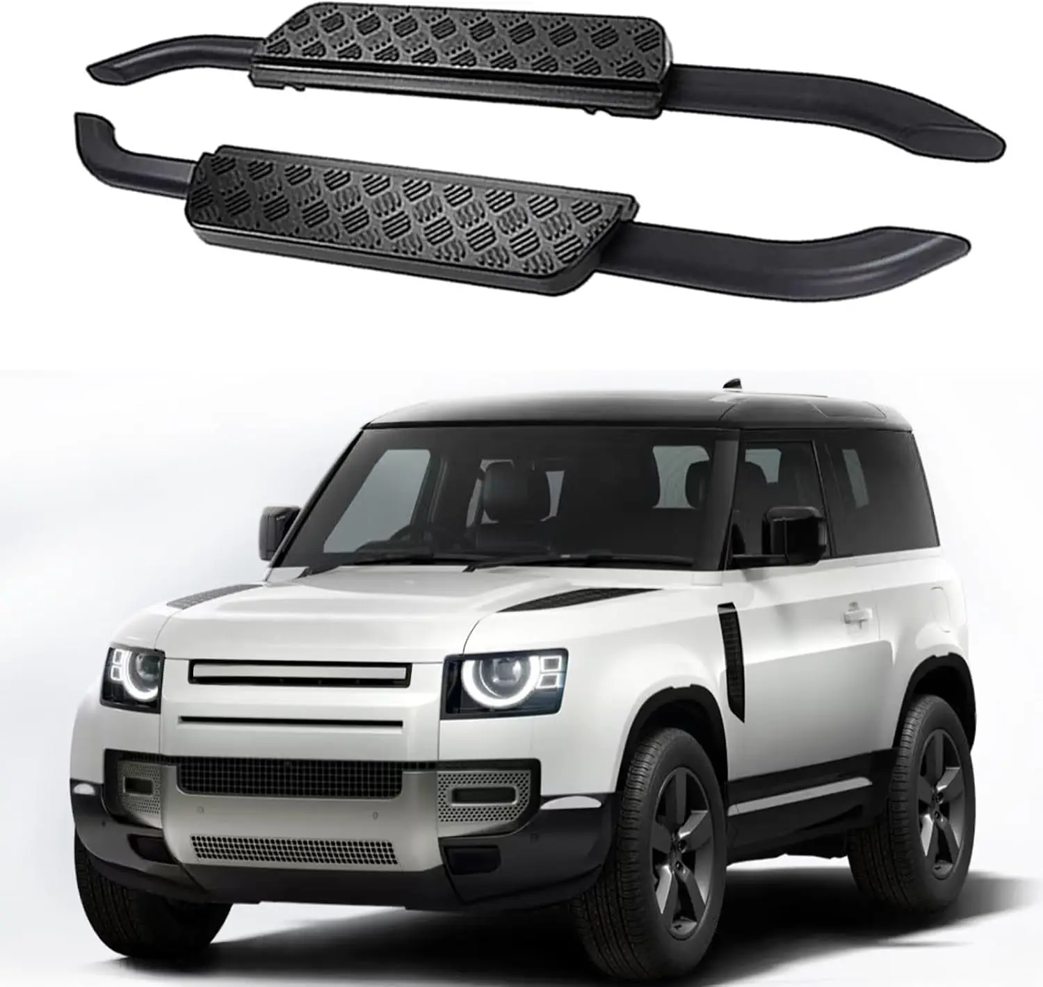 

2 шт. подходит для Defender 90, 2 двери, 2020-2025, фиксированные подножки, боковые ступеньки, защитная планка для ног с кронштейнами