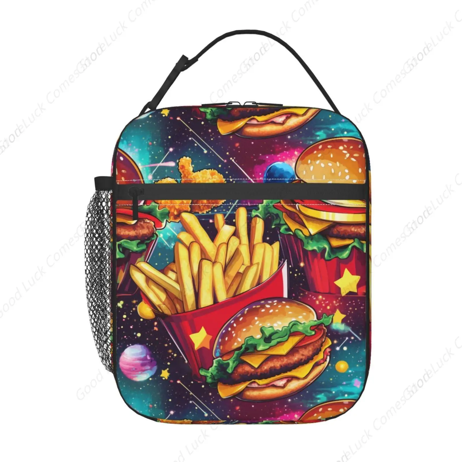 

Hamburger Print Lunch Bag Insulated Reusable Lunch Box Thermal Cooler Tote For Men Women Work Travel Picnic Hiking
