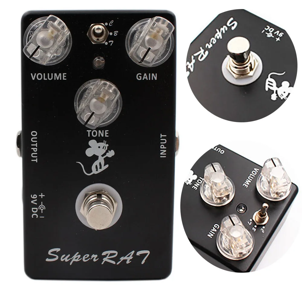 Mosky Guitar Effect Pedal Super RAT Distortion Effects Processors Hand-Made 3 Mode Effects Classic Rat Boost Preamp Pedal Bass