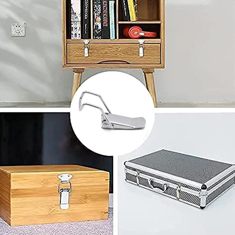 Serrure à loquet Lron en acier inoxydable 201, boîte métallique, verrouillage long, loquet interdit, charnières structurées, accessoires de quincaillerie pour meubles