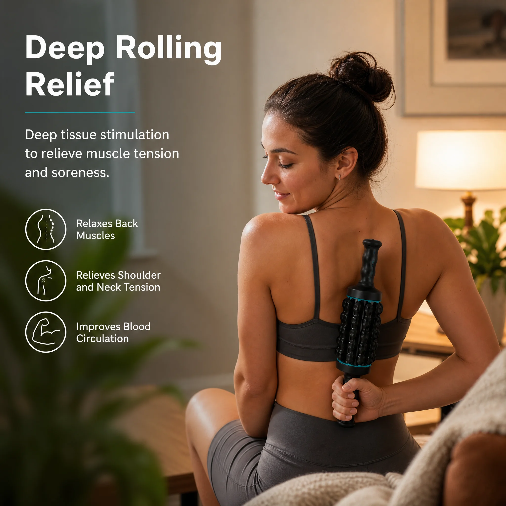 Vibrating Muscle Roller Massager Electric Massage Stick with Stand Deep Tissue Muscle Recovery for Fitness Gym Leg Back Relax