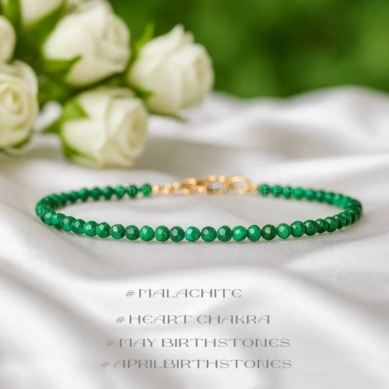 سوار رائع من كريستال الملكيت، سوار بسيط من الأحجار الكريمة الطبيعية #1