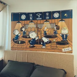 Japanese Sushi Restaurant Cartoon Cloth Bedroom Hanging Picture Background Fabric Decoration