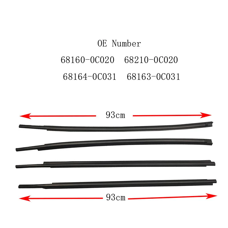 4pcs Weatherstrip Windows Seal Door Belt Molding Weather Strip Replaces Trim Strip Window Sealing Strip For Toyota Tundra 08-15