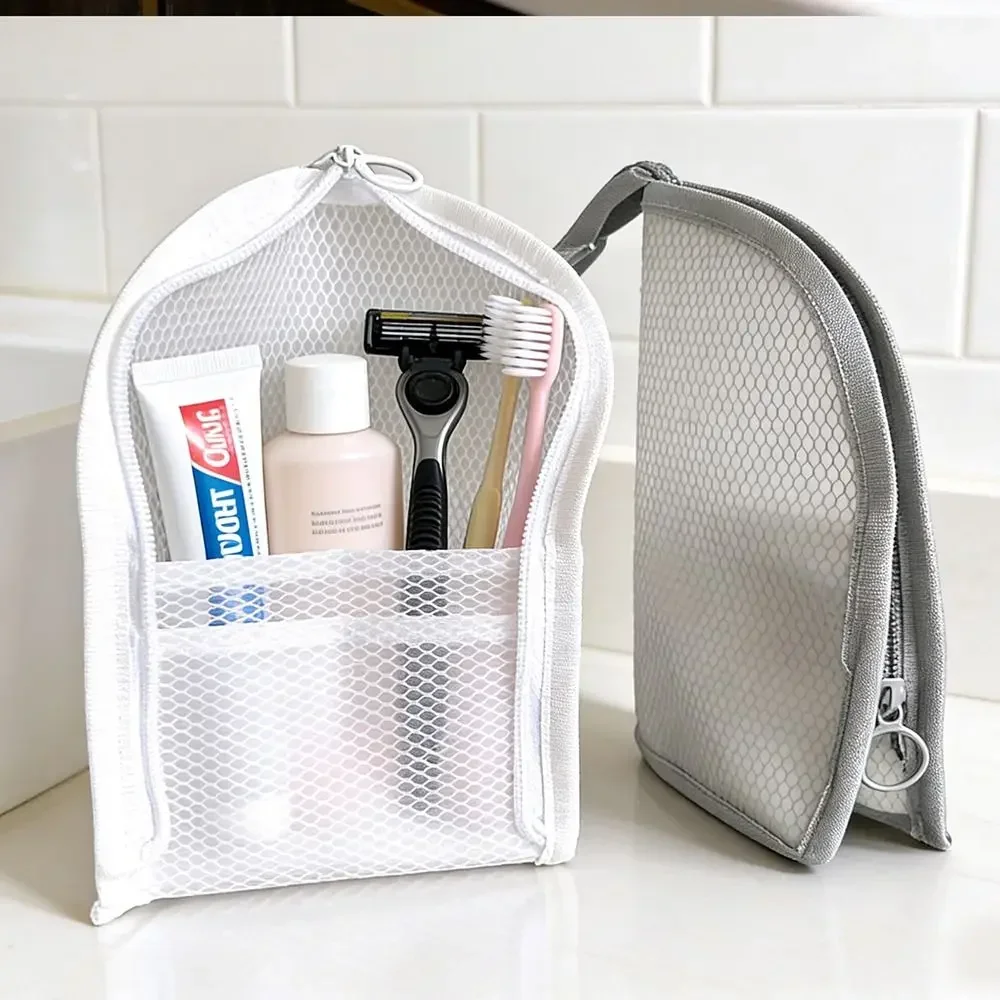 Large Capacity PVC Cosmetic Bag Vertical Design Space Saving Portable Case Washbag