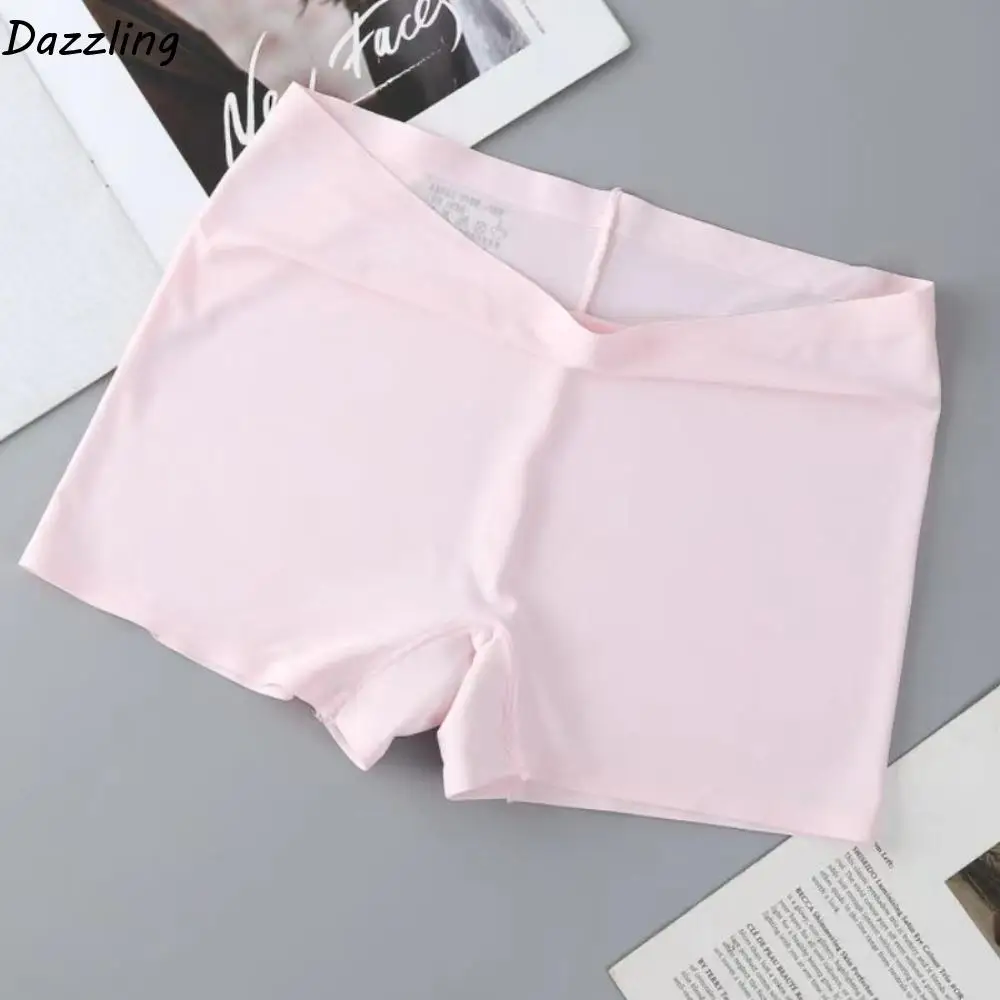 

Safety Pants Summer Ice Silk Panties Seamless Mid Waist Seamless Ice Silk Briefs Lingerie Underwear Women's Boxer Underpants