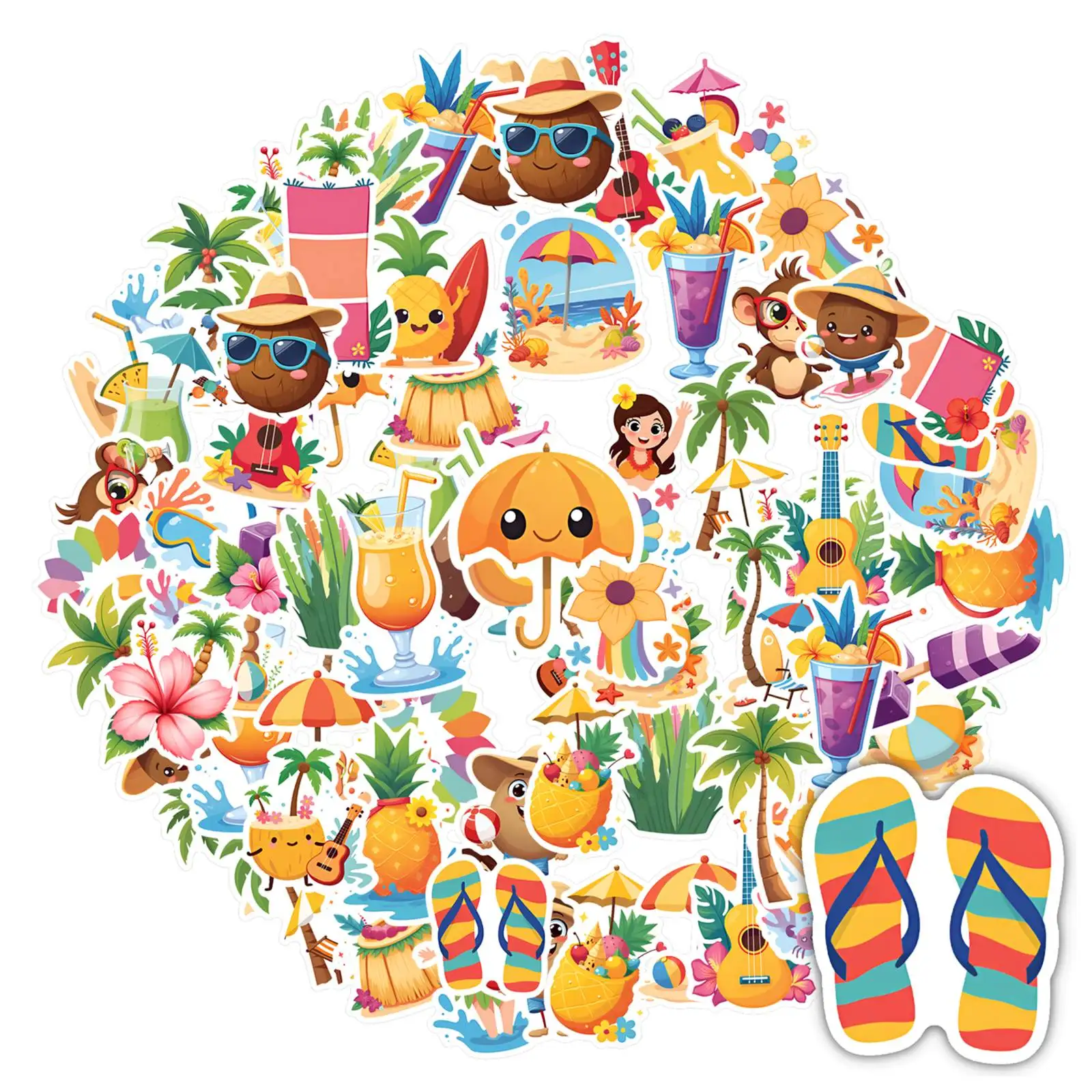 35-шт-50-шт-красочные-забавные-наклейки-тропический-пляж-летние-наклейки-канцелярские-наклейки-для-чемодана-холодильника-телефона-багажа-ноутбука