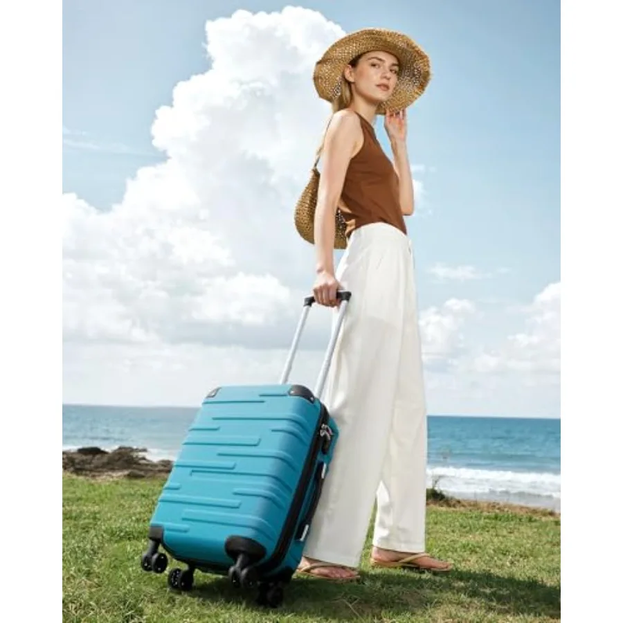 Hardside ABS Luggage 3-Piece Set with TSA Lock and Spinner Wheels for Travel, Black, Lightweight and Durable