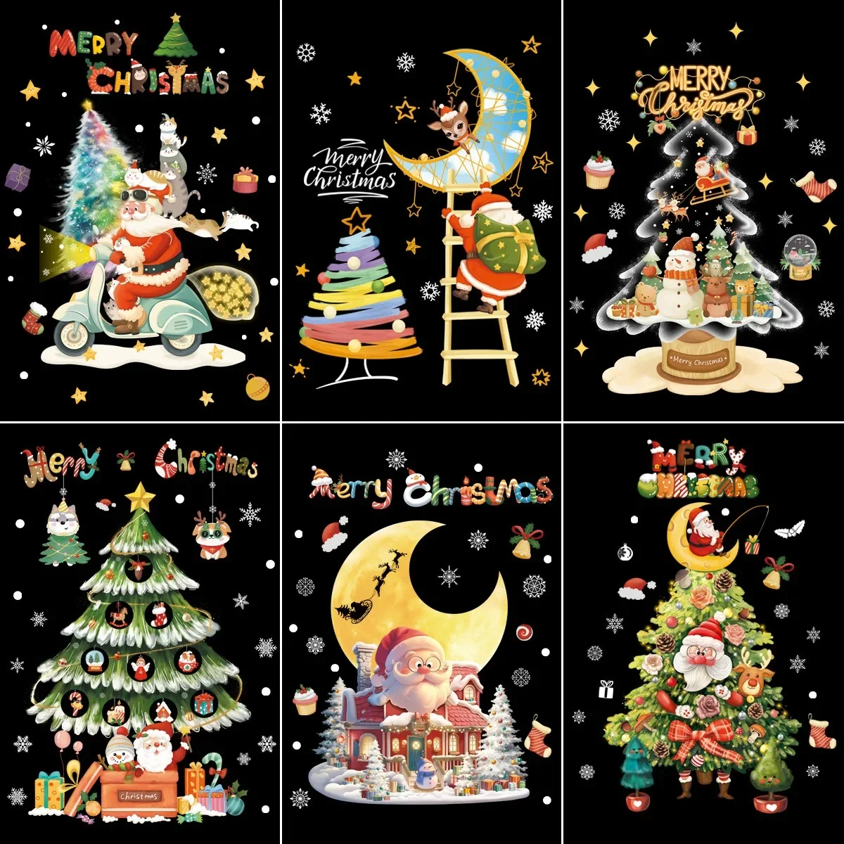 

Christmas Window Stickers Xmas Tree Santa Claus Snowman Gingerbread Man Glass Wall Stickers Merry Christmas Happy New Year 2025