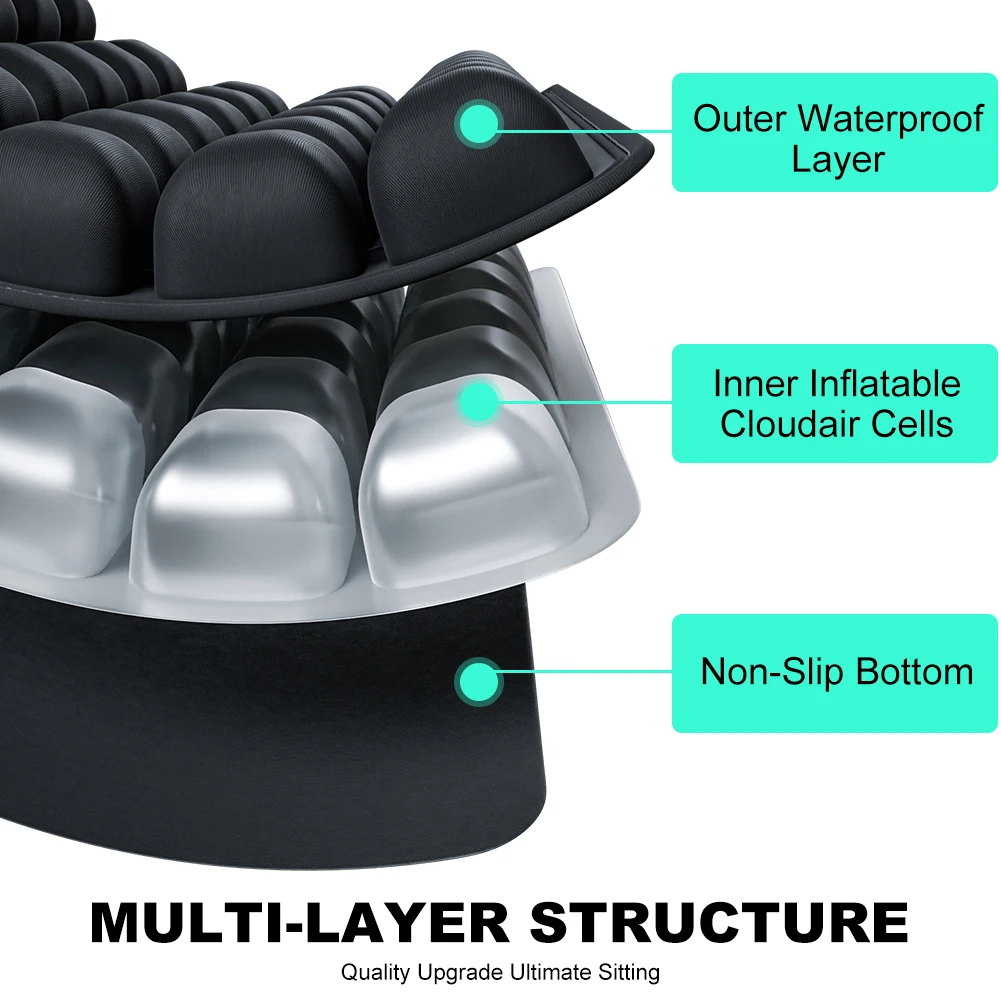 Inflatable Seat Cushion with Storage Bag 3D Air Seat Cushion Inflatable Chair Pad for Office Chair Wheelchair