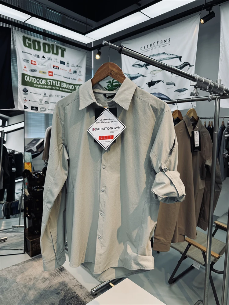 Men's Long Sleeve Shirt Outdoor Soft  Anti-tear Check Texture Wear-resistant Waterproof Standard Fit Autumn Season Shirt