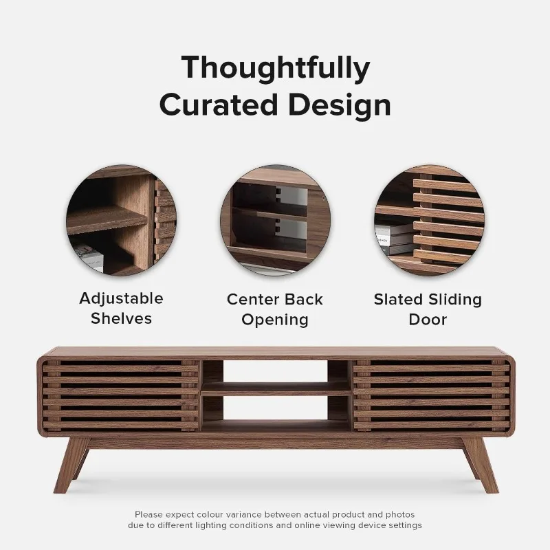 Mopio-mid-century walnut tv stand, 59 polegadas, para 55/60/65 polegadas, para toda a casa, centro de entretenimento