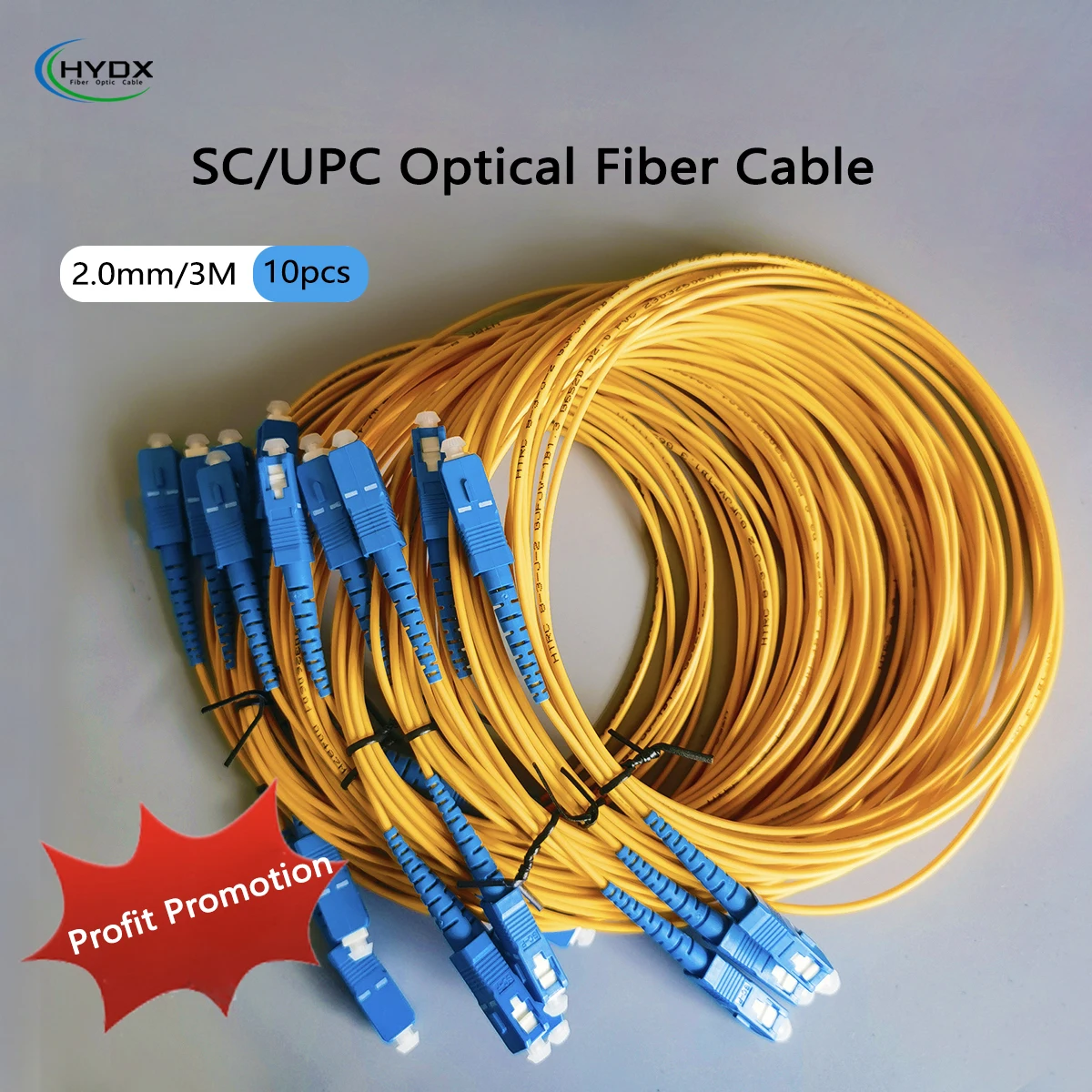 10pcs 3M Fiber Opitcal Cable SC/UPC Single Mode G652D Optical Patch Cord FTTH Fibra Optica 2.0mm Fiber Optic Network Cable