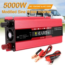 3000/4000/5000W DC 12V 24V to AC 220V Power inverter Modified Sine Wave LCD Display USB Car Transformer Convert Charge Converter