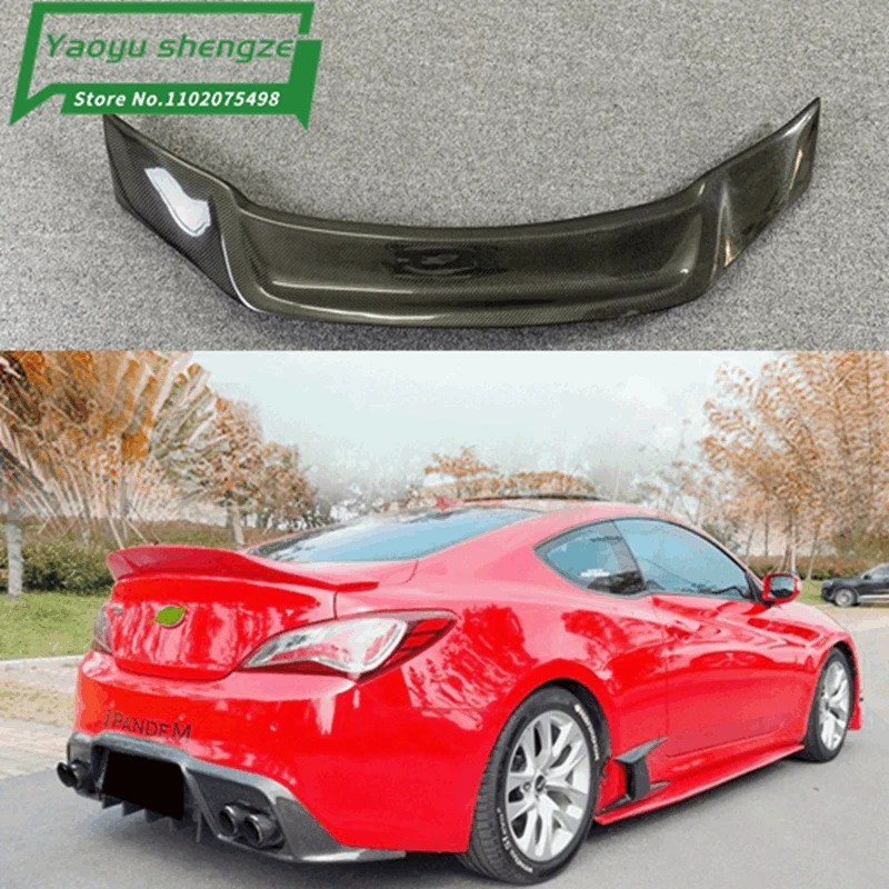 for Hyundai Genesis Coupe spoiler 2009 10 11 12 year glossy carbon fiber/FRP rear wing R style spoiler accessories